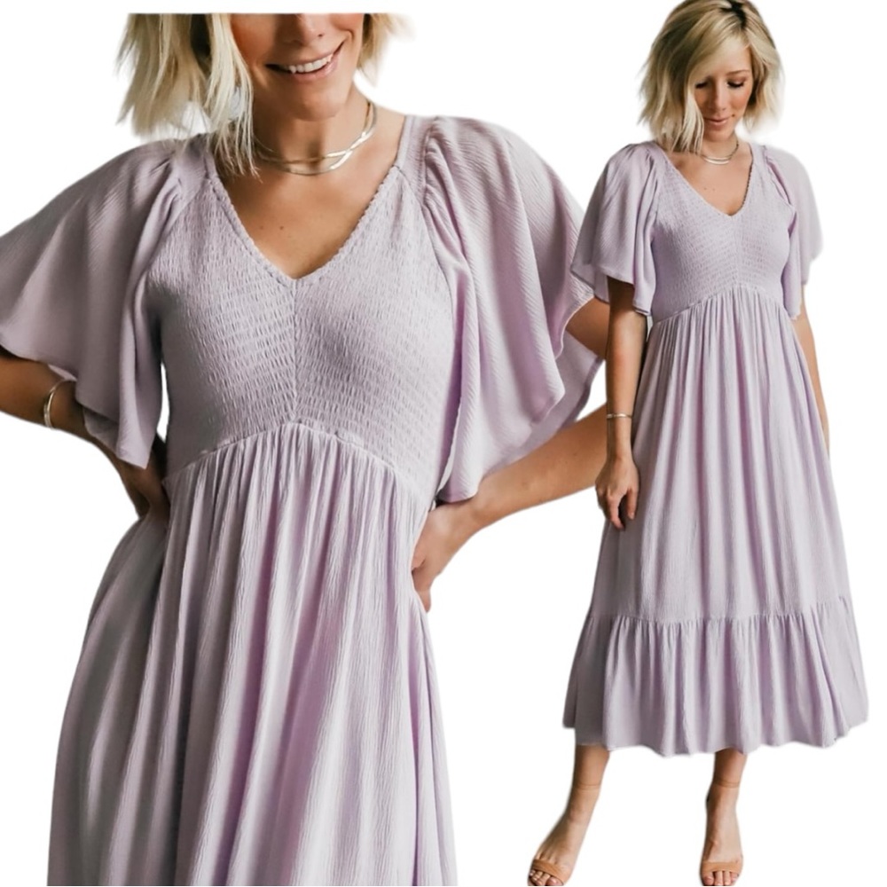 Baltic Born Felicity Midi/Maxi Dress with Smocked Top in Rust - Picture 4 of 16